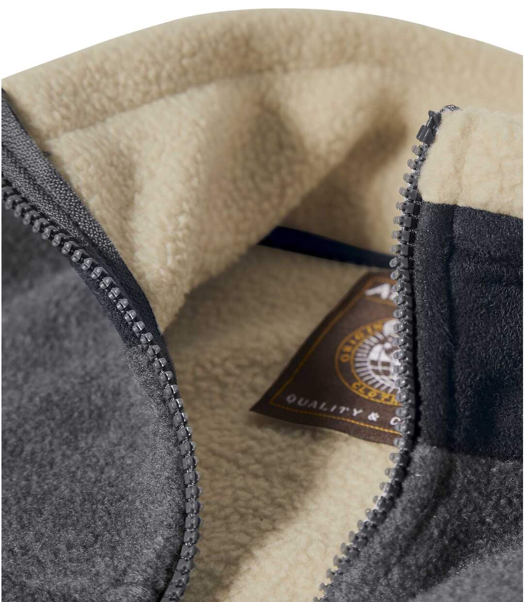 Men's Gray Sherpa-Lined Fleece Jacket - Full Zip Atlas For Men