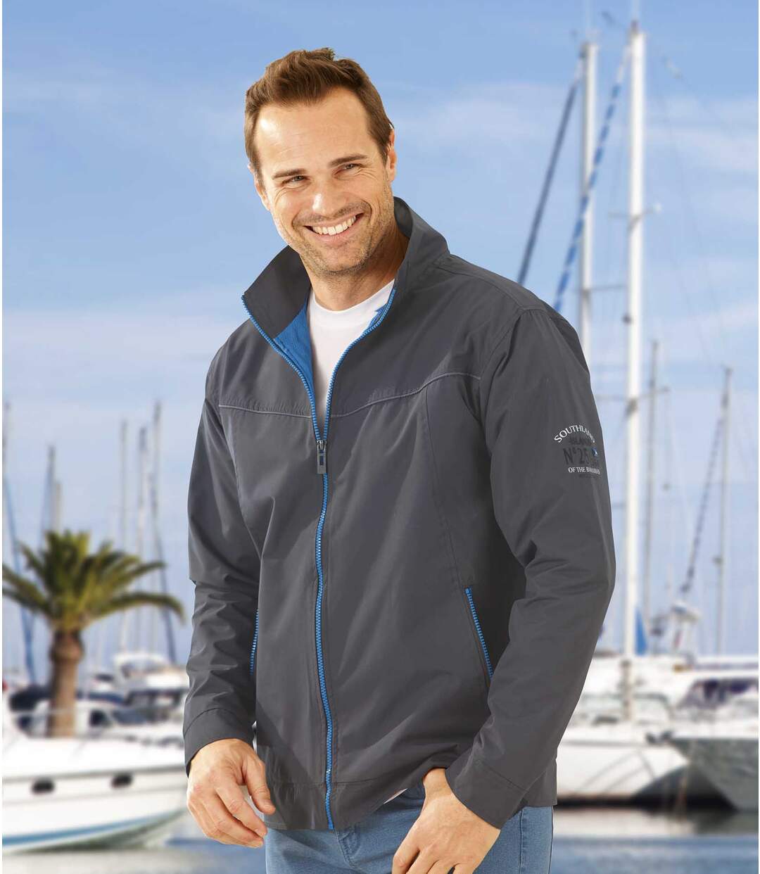 Men's Water-Repellent Windbreaker Jacket - Full Zip - Anthracite Atlas For Men