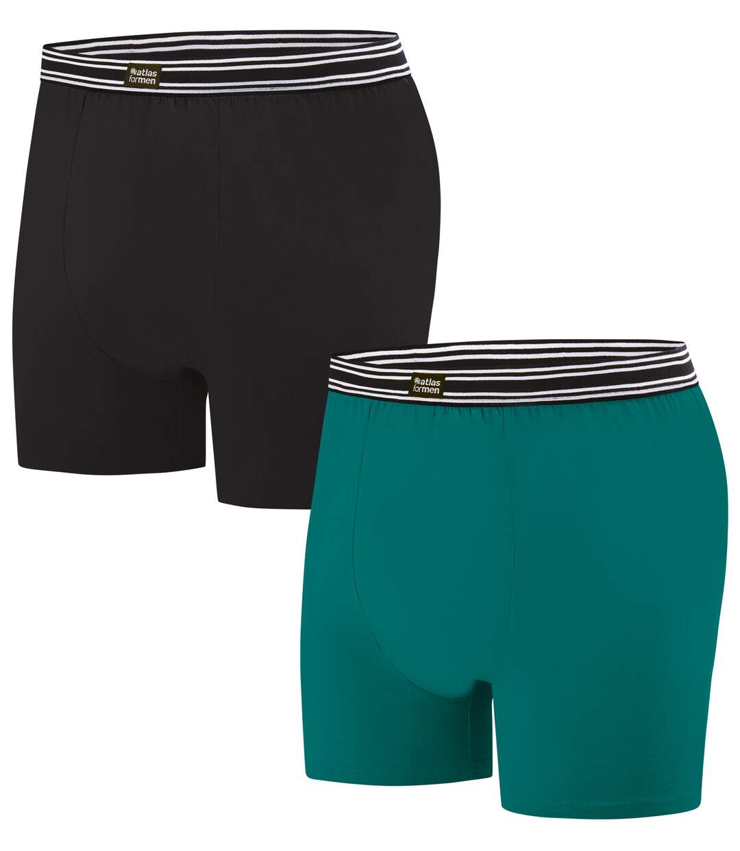 Pack of 2 Men's Stretchy Boxer Shorts - Black Mallard Blue-1