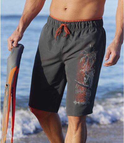 Men's Anthracite Sporty Swim Shorts - Elasticated Waist 