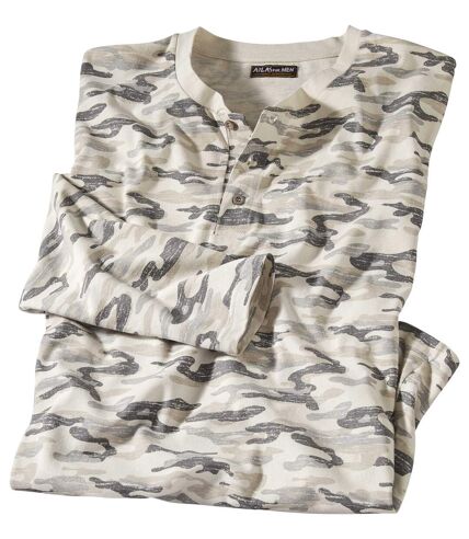 Henley-Shirt mit Camouflage-Motiv
