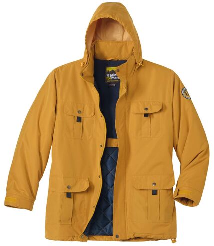 Men's Ochre Water-Repellent Multi-Pocket Parka   