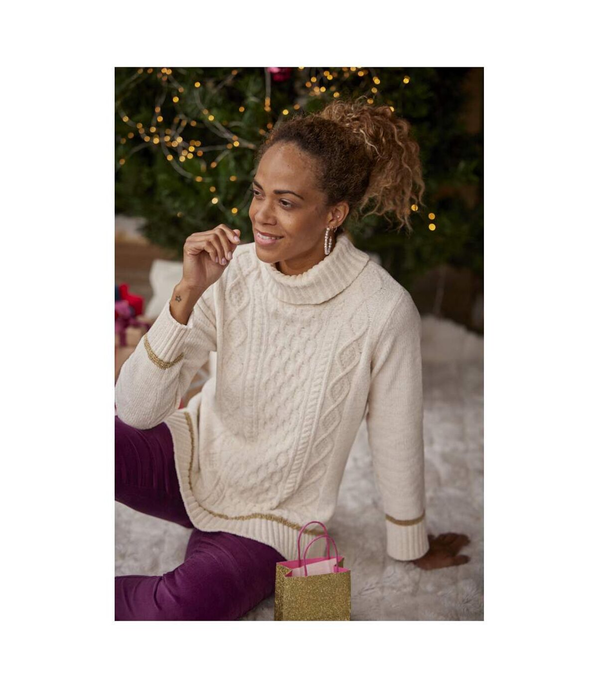 Zsenília és aranyozott szálú, csavart mintás kötött pulóver Atlas For Men