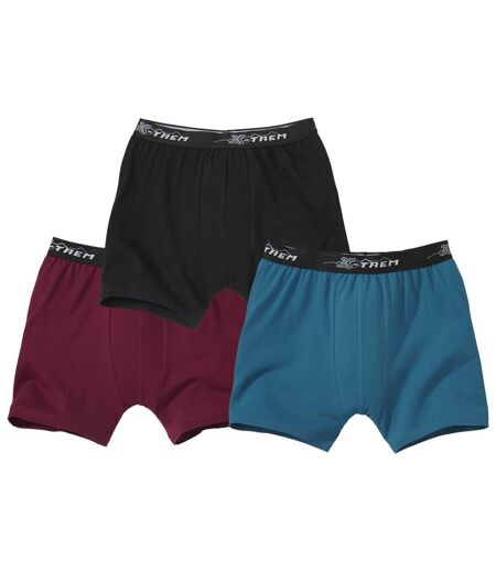 Pack of 3 Men's  X-Trem Boxer Shorts - Blue Black Burgundy