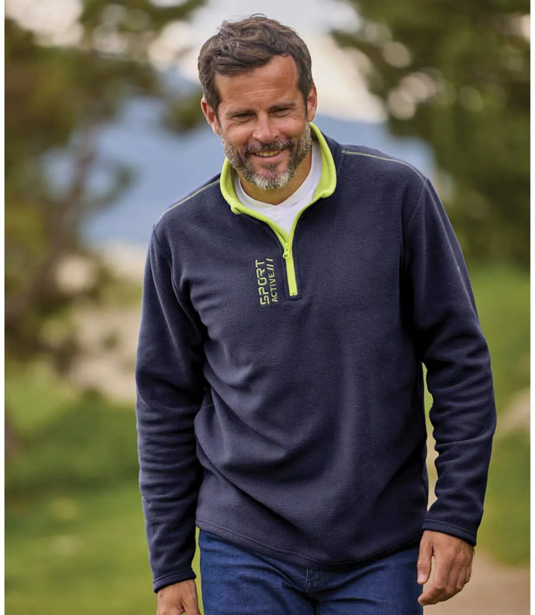 Pack of 2 Men's Sporty Microfleece Jumpers - Grey Navy-6