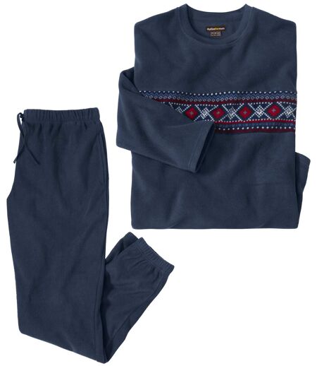 Men's Navy Patterned Microfleece Pyjamas  