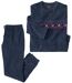 Men's Navy Patterned Microfleece Pyjamas-2