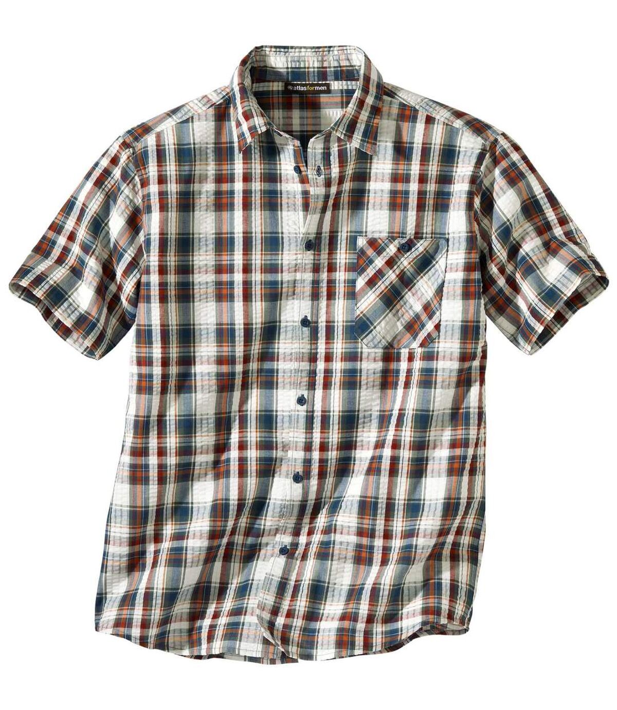 Men's Checked Waffle Cotton Shirt - Multicoloured Atlas For Men