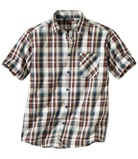 Men's Checked Waffle Cotton Shirt - Multicolored