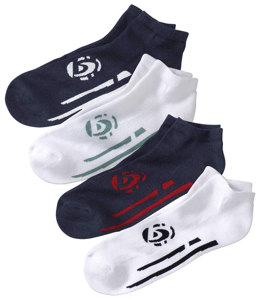 Pack of 4 Pairs of Men's Trainer Socks - Navy White-1