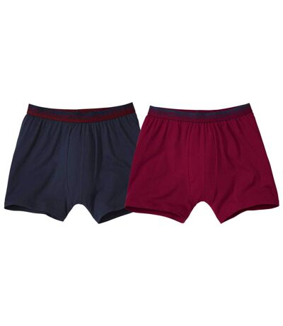 Paquet de 2 caleçons boxeurs unis homme - marine bordeaux