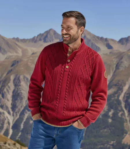 Le Pull Col Boutonné Tricot Torsadé Mountain