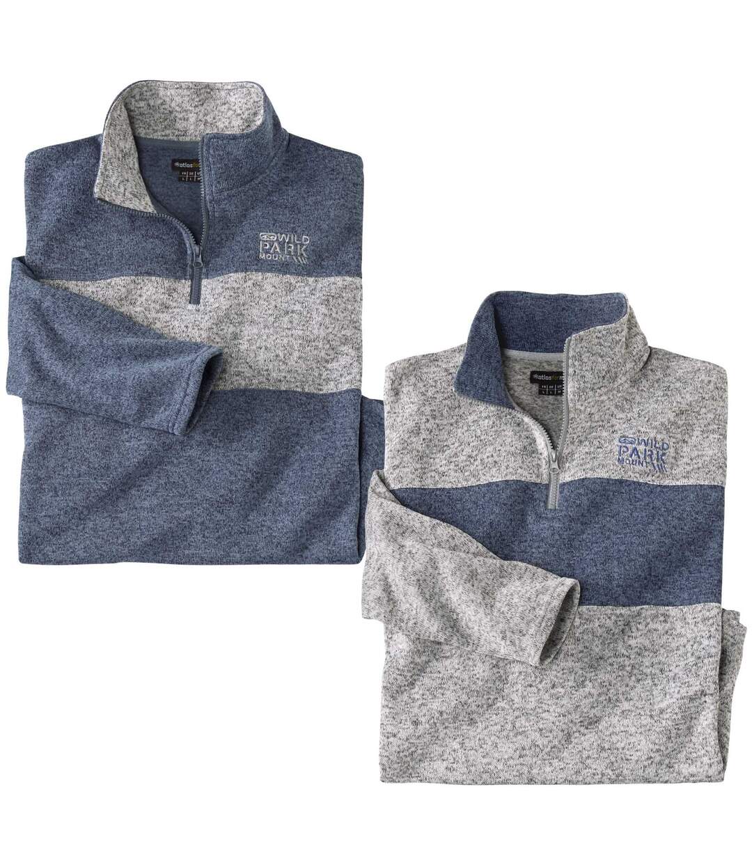 Pack of 2 Men's Brushed Fleece Jumpers - Blue Grey-1