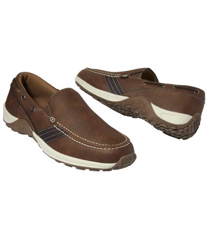 Men's Brown Boat-Style Moccasins