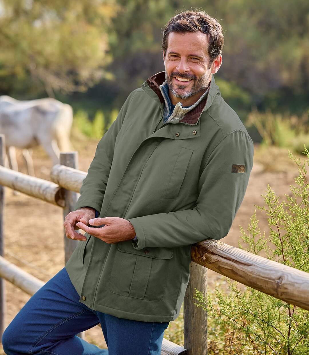 Men's Khaki Parka - Corduroy Collar-2