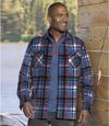 Men's Blue Checked Fleece Overshirt Atlas For Men