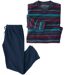 Men's Navy Striped Microfleece Pyjamas