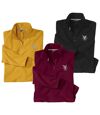 Pack of 3 Men's Microfleece Sweaters - Ochre Black Burgundy Atlas For Men