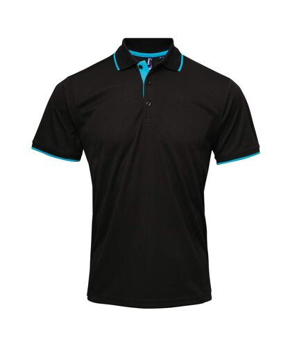 Polo hommes noir/turquoise Premier