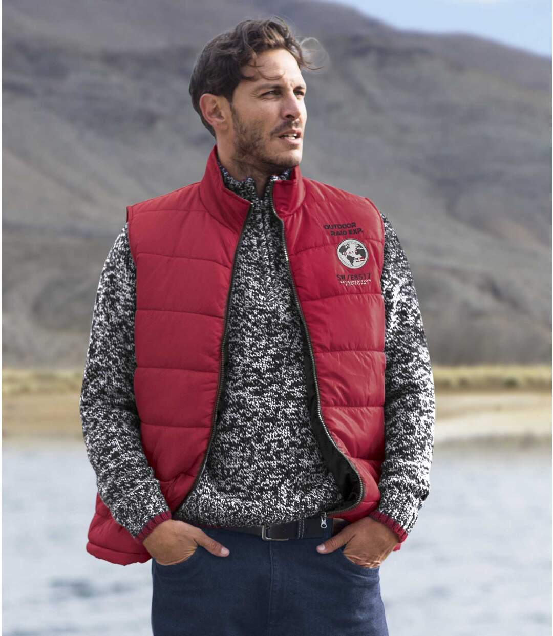 Red down cheap vest mens