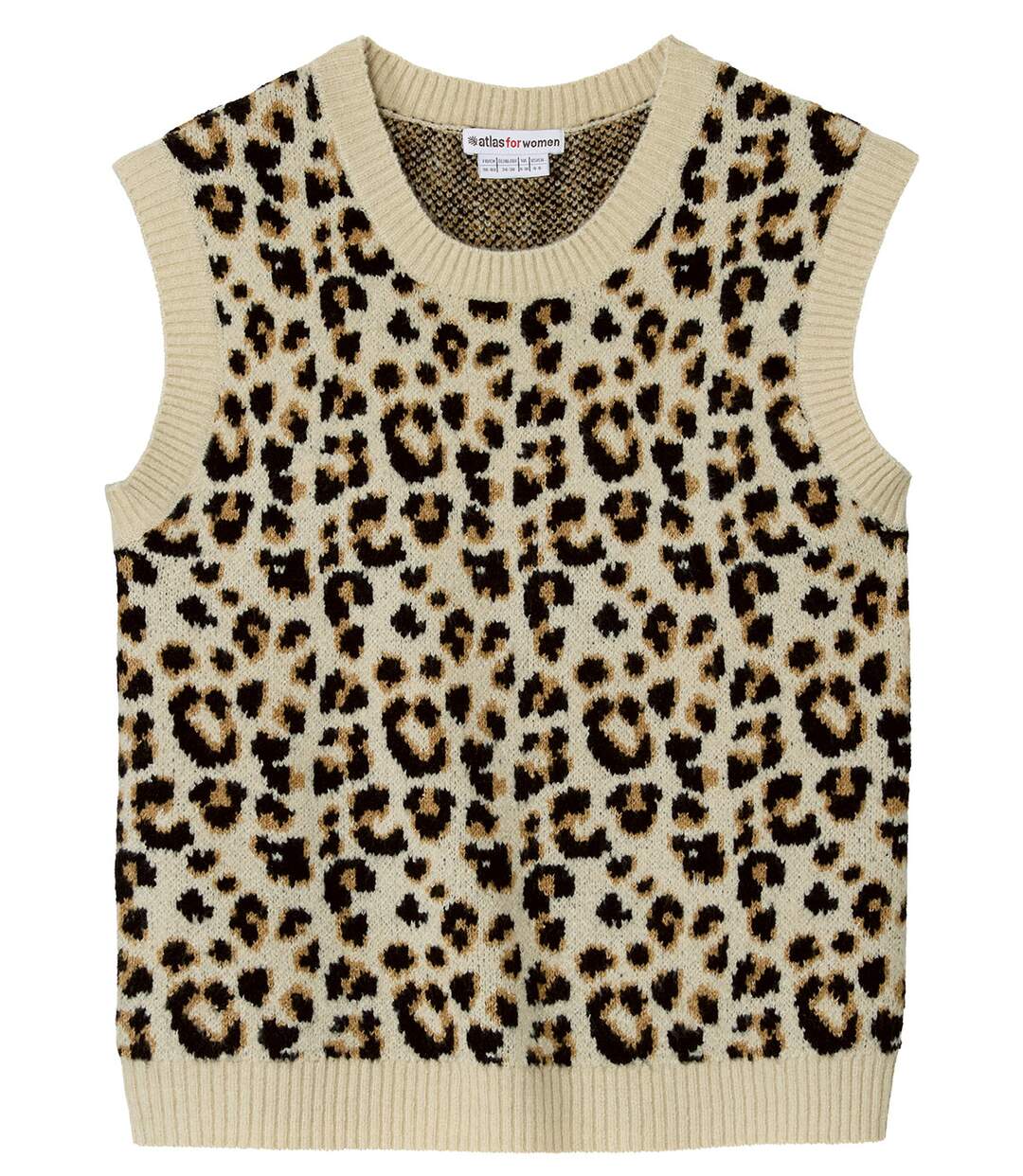 Pull Tricot Sans Manches à Motifs Léopard-3