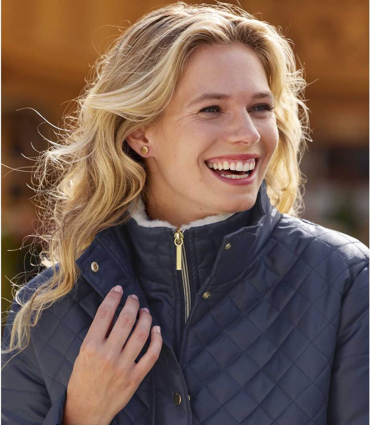 Women's Blue Quilted Padded Jacket Atlas For Men