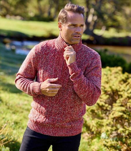 Men's Burgundy Marled Knit Jumper  