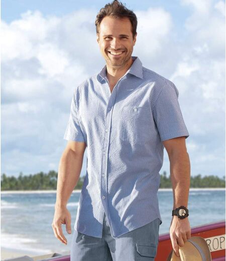 Men's Blue Nautical Striped Shirt