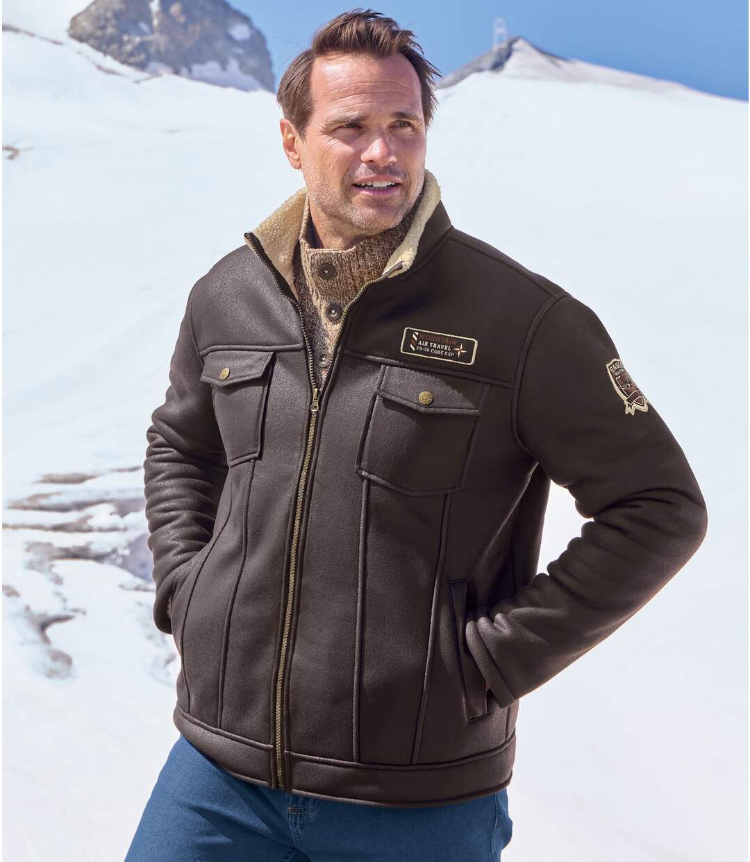 Blouson Suédine Doublé Sherpa Style Bombardier-4