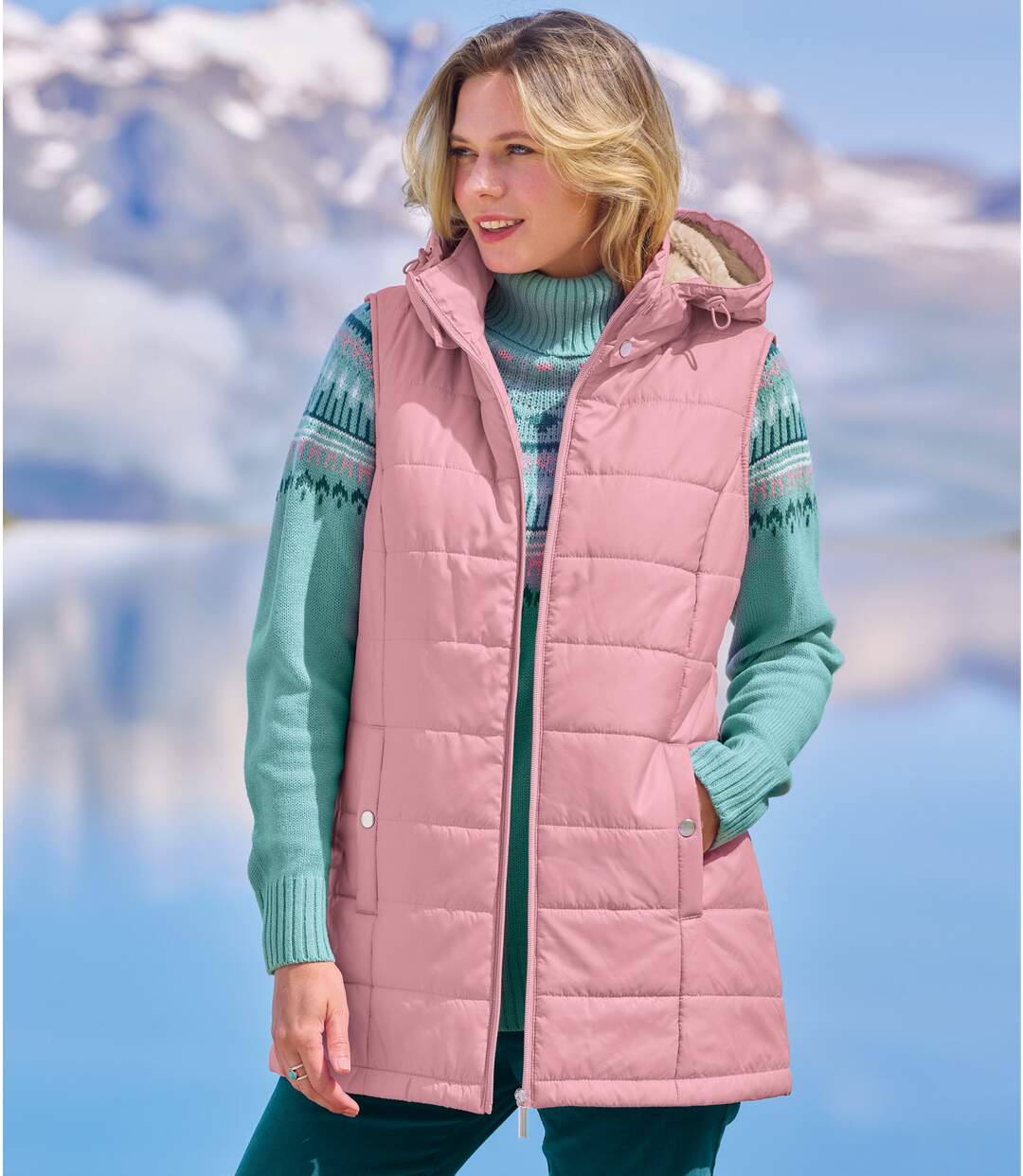 Women's Pink Padded Gilet-1