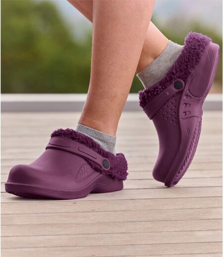 Women's Purple Sherpa-lined Clogs