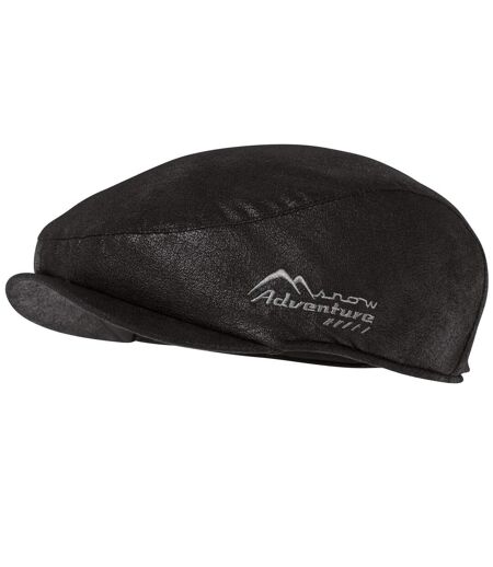 Men's Black Faux-Suede Flat Cap 