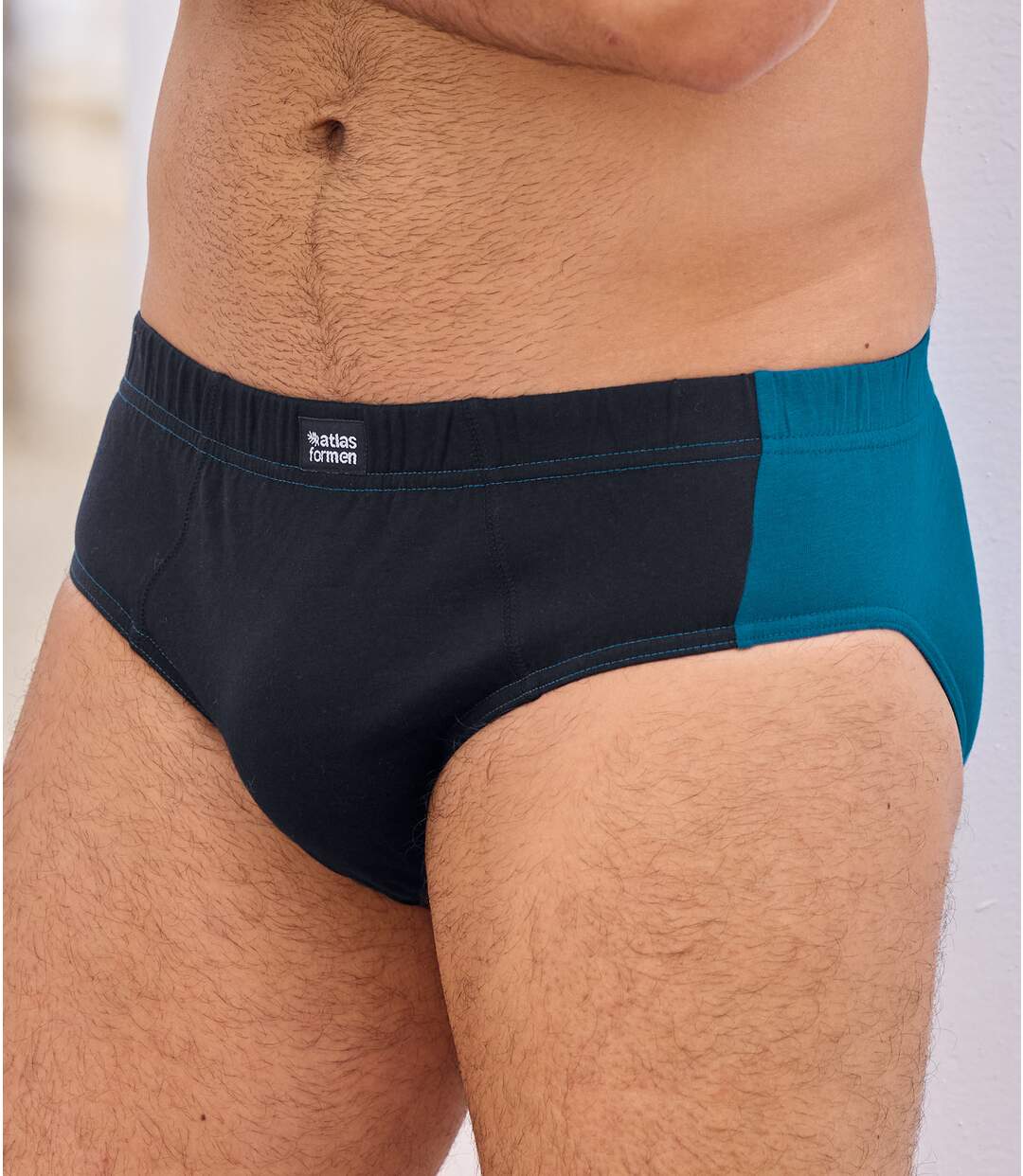 Pack of 3 Men's Cotton Briefs - Black Blue-3