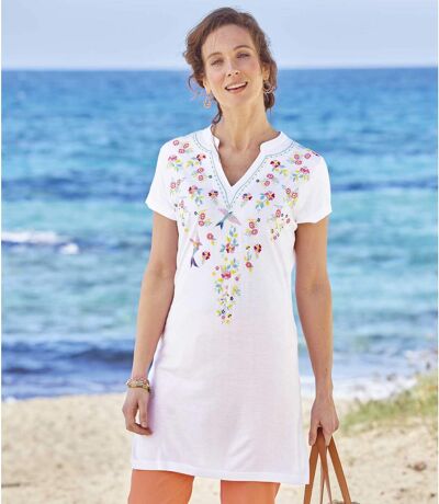 Maxi Tee-Shirt Col Djellaba 