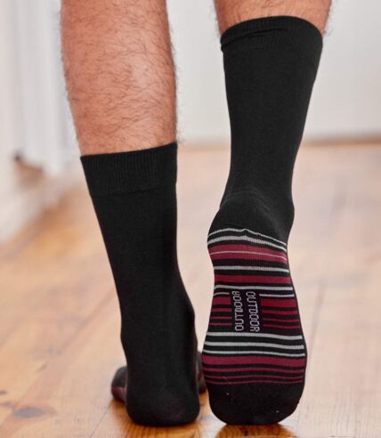Pack of 4 Pairs of Men's Black Patterned Socks
