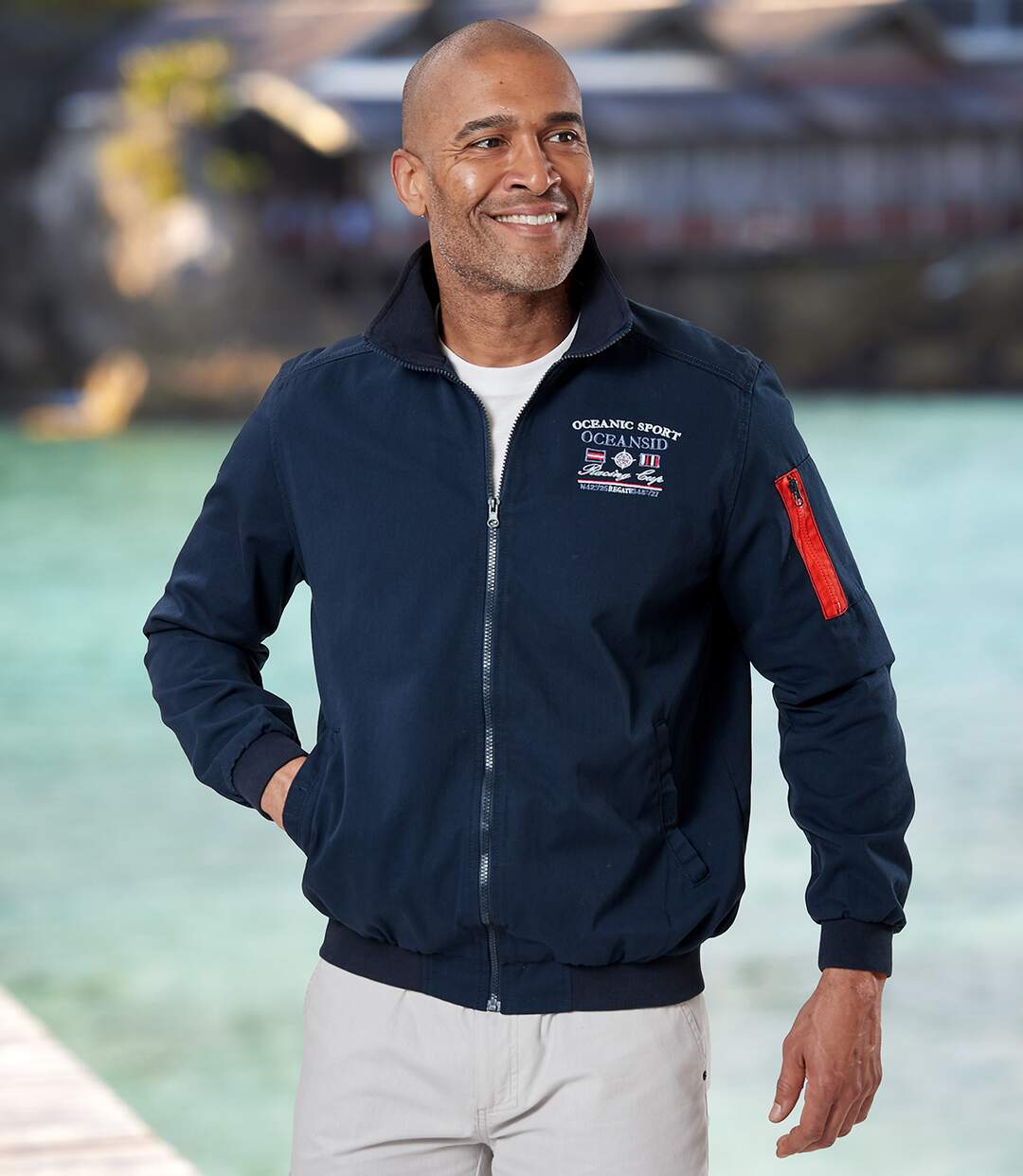 Men's Navy Twill Summer Jacket - Water-Repellent-1