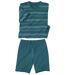 Men's Blue Striped Pyjama Short Set