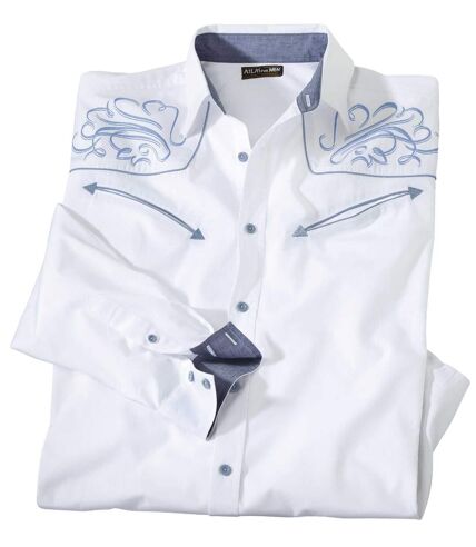 Men's White Poplin Rodeo Shirt
