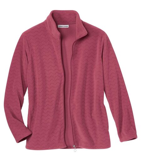 Women's Embossed Fleece Jacket - Pink