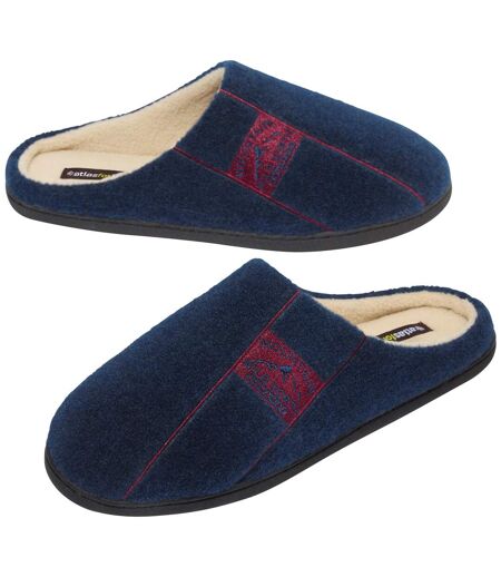 Men's Navy Fleece-Lined Slippers