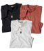 Pack of 3 Men's Cotton T-Shirts - Black White Orange