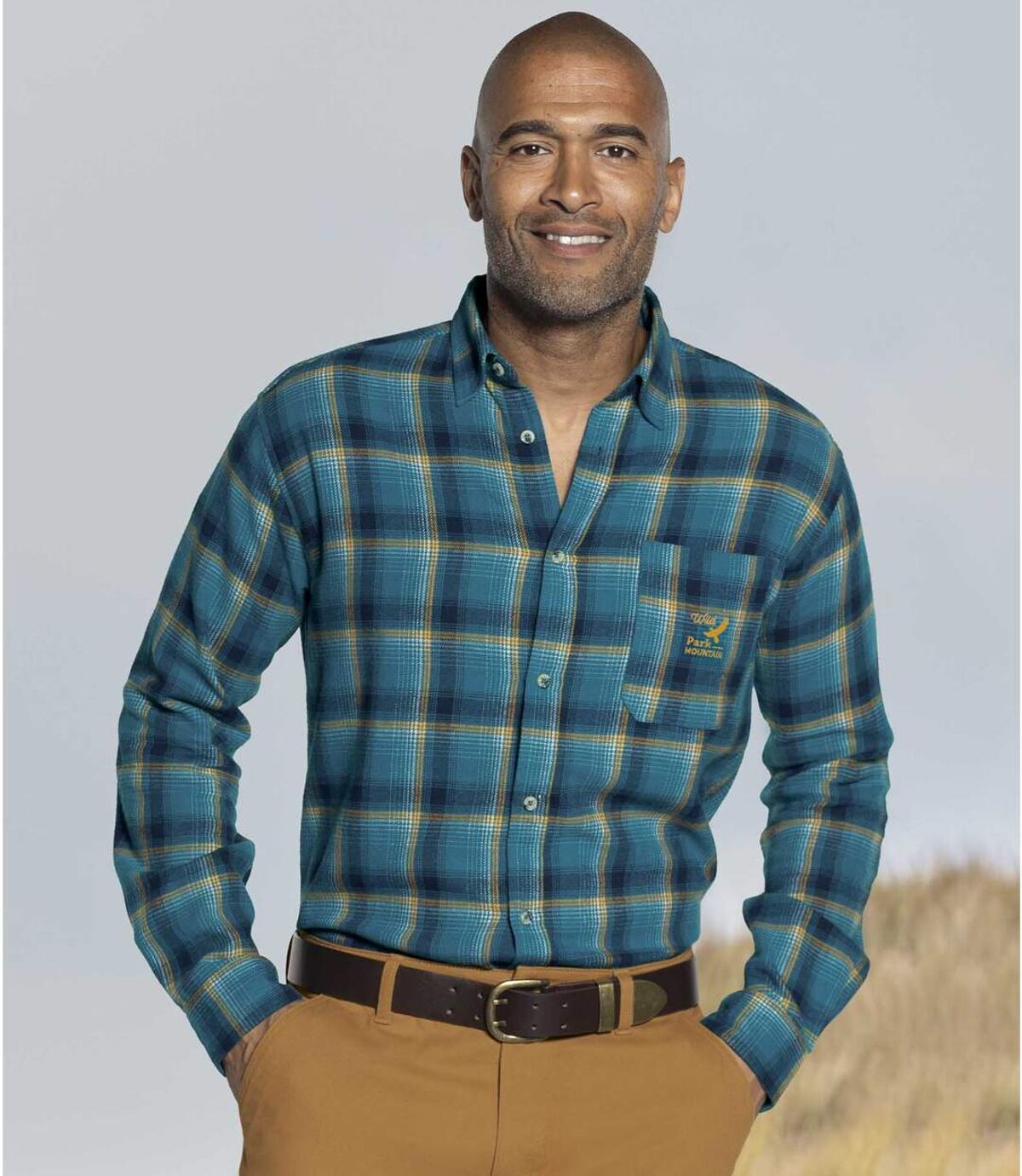 Men's Blue Checked Flannel Shirt Atlas For Men