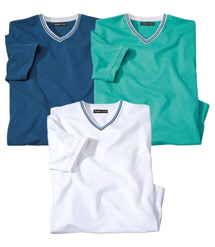 3er-Pack einfarbige T-Shirts mit V-Ausschnitt