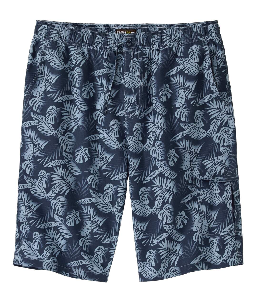 Men's Tropical Print Cargo Shorts - Navy-3