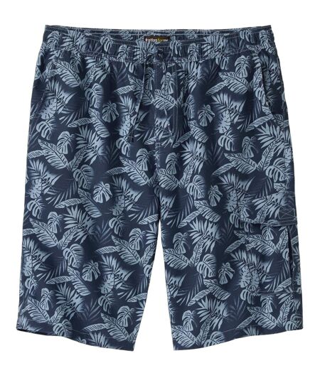 Men's Tropical Print Cargo Shorts - Navy