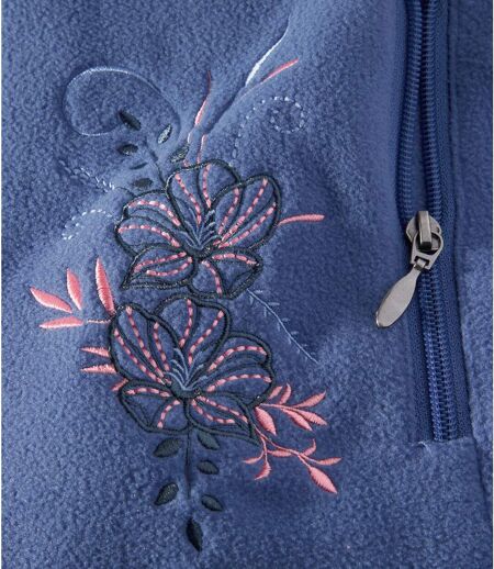 Pack of 2 Women's Embroidered Microfleece Jackets - Pink Blue