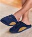 Men's Navy & Camel Fleece-Lined Slippers