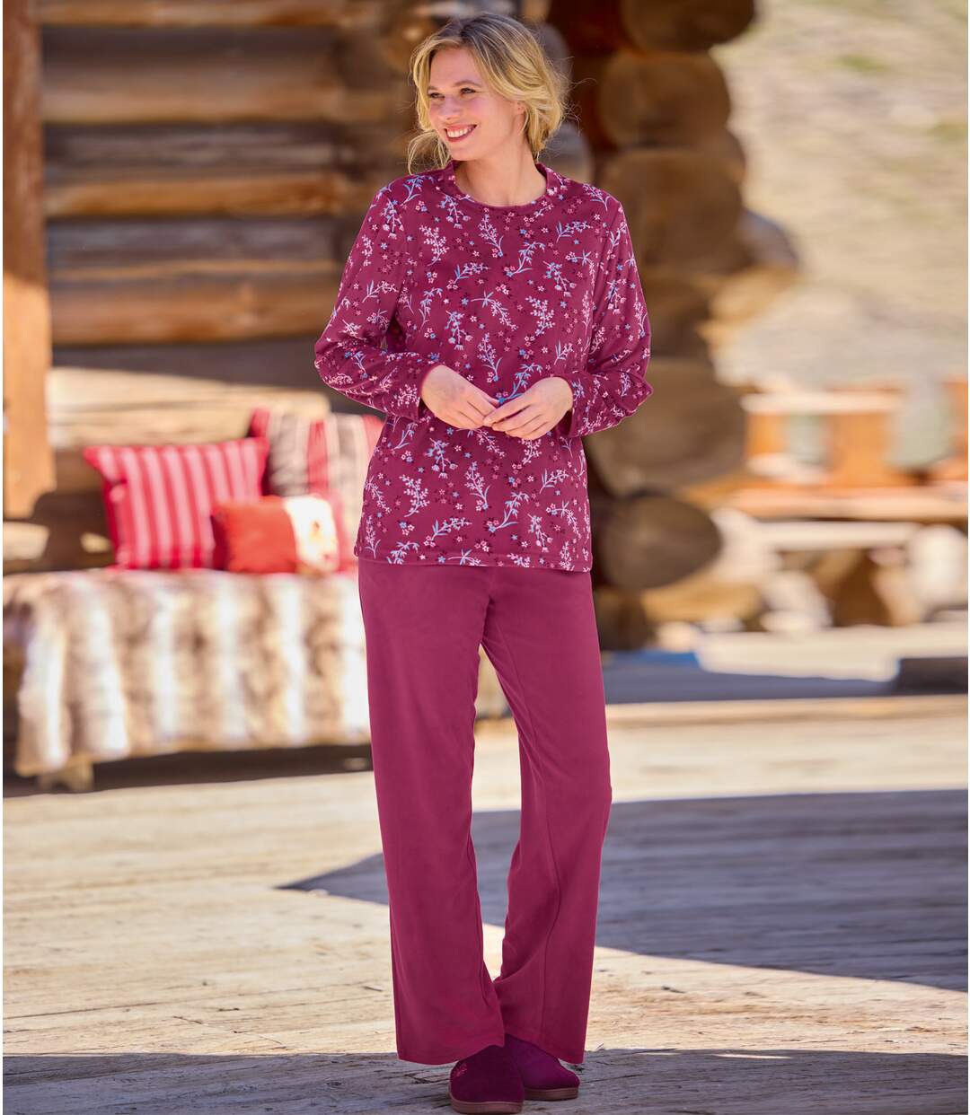 Pyjama en velours femme - framboise