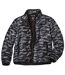 Men's Black & Grey Camouflage Puffer Jacket - Full Zip