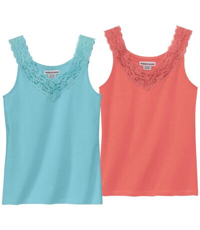 Lot de 2 Débardeurs Stretch Dentelle